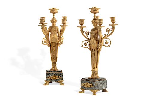 PAIR OF EMPIRE STYLE BRONZE AND