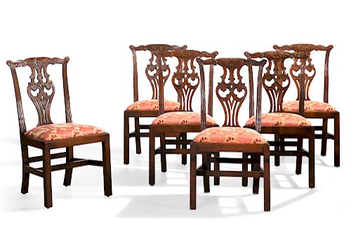 SIX GEORGE III STYLE MAHOGANY DINING