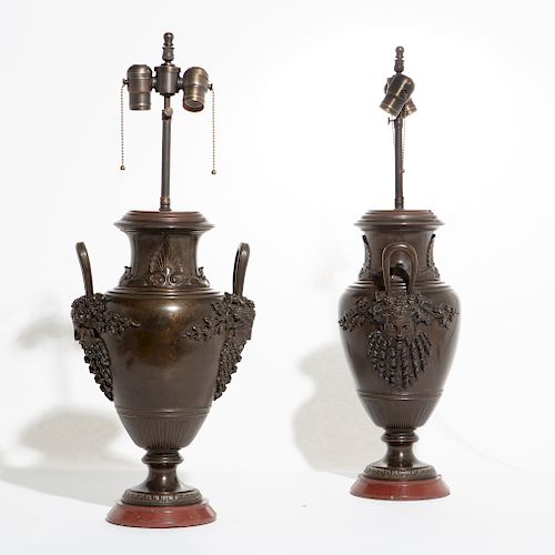 A PAIR OF FRENCH BRONZE AND MARBLE 3852b1