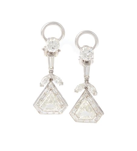 A PAIR OF DIAMOND AND PLATINUM