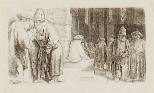 REMBRANDT ETCHING JEWS IN THE 38530d