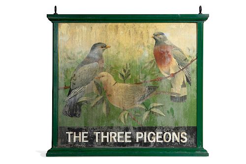 A THREE PIGEONS PAINTED PUB SIGNA