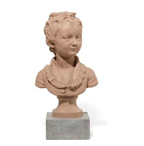 A FRENCH PAINTED TERRACOTTA BUST 385372