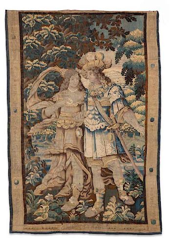 A FLEMISH BAROQUE TAPESTRY FRAGMENT,