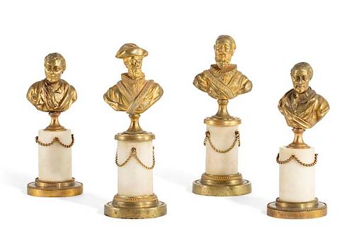 FOUR FRENCH GILT BRONZE AND WHITE