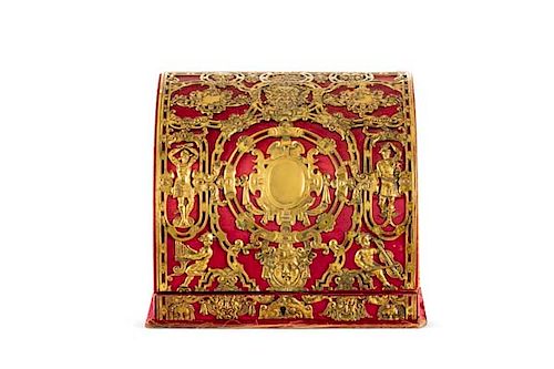 GILT BRONZE MOUNTED RED SILK STATIONARY 3853a4