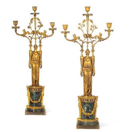 PAIR OF SWEDISH EMPIRE BRONZE &