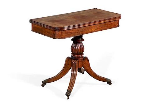 A REGENCY MAHOGANY FOLD TOP GAMES TABLEA