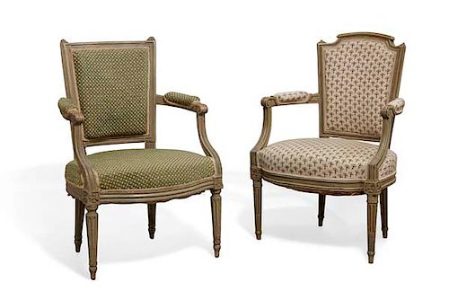 TWO LOUIS XVI PAINT DECORATED FAUTEUILSTwo 3853ca