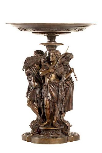 A FRENCH BRONZE FIGURAL TAZZA  3853e1