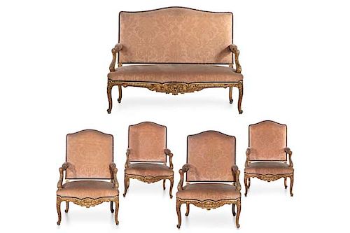 A LOUIS XV STYLE GILTWOOD SUITE 38540c