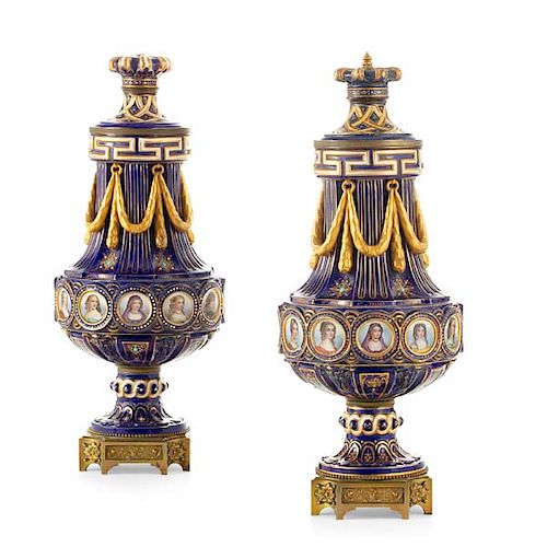 A PAIR OF SEVRES STYLE PORCELAIN