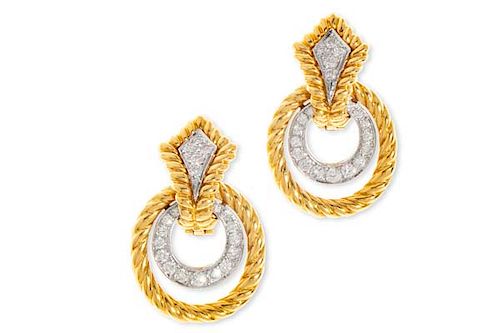 PAIR DIAMOND AND 18K GOLD DOOR 38544d