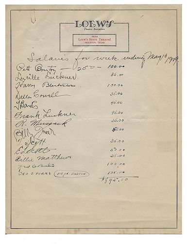 SALARY SHEET SIGNED BY BLACKSTONE