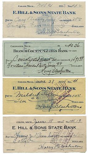 GROUP OF 10 CHECKS SIGNED BY HARRY 385474
