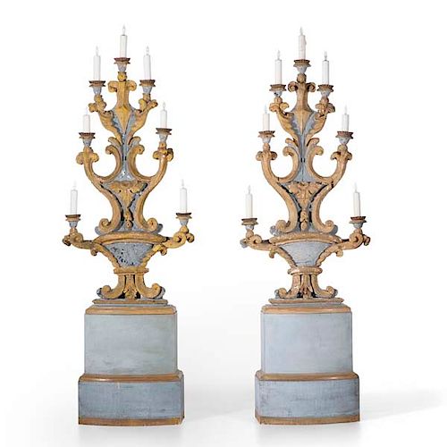 A PAIR OF ITALIAN BAROQUE PAINTED