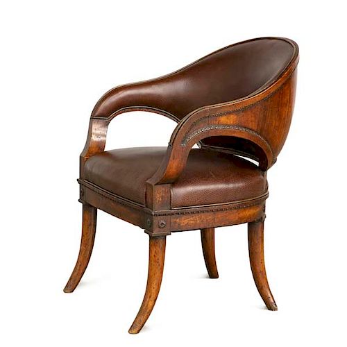 NEOCLASSICAL WALNUT BARREL BACK 3854fb