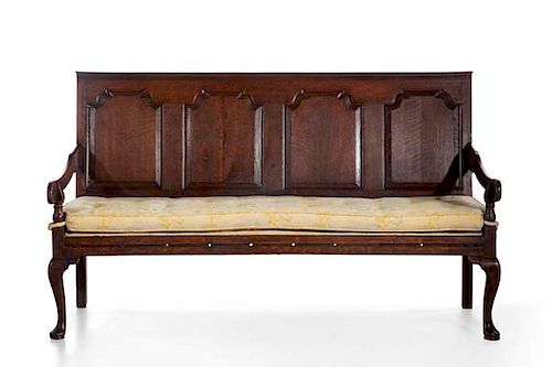 A GEORGE II OAK SETTLE MID 18TH 38552a