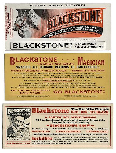 TRIO OF BLACKSTONE MAGIC SHOW BLOTTERS.Blackstone,
