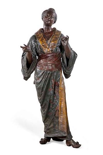 A FRENCH METAL FIGURE OF A JAPANESE