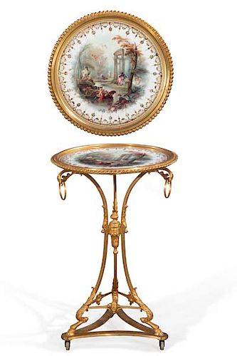 A FRENCH BRONZE JEWELED PORCELAIN 38555a