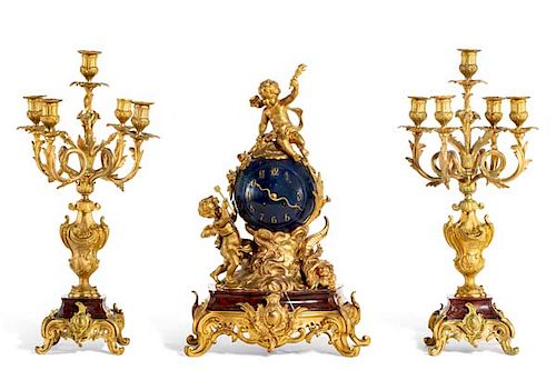 LOUIS XV STYLE BRONZE AND MARBLE 38555d