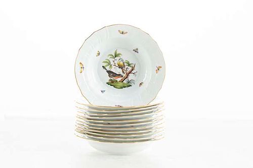 TWELVE HEREND ROTHSCHILD BIRD SOUP BOWLSA