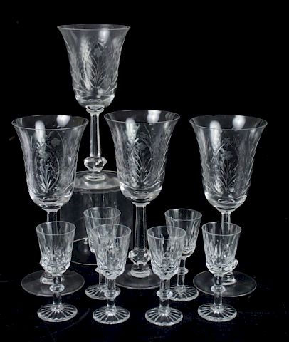 CUT GLASS STEMWARE GROUPTen pieces 385688