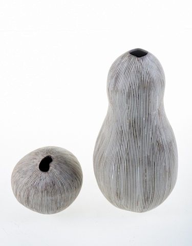 GOURD FORM POTTERY VESSELSTwo pottery