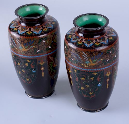 CHINESE CLOISONNE VASES PAIRPair 3856bf