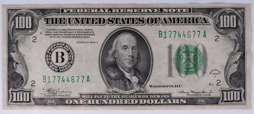 SERIES 1934A U.S. $100 NOTEFederal Reserve