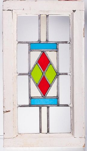 LEADED STAIN GLASS WINDOWEarly 385765