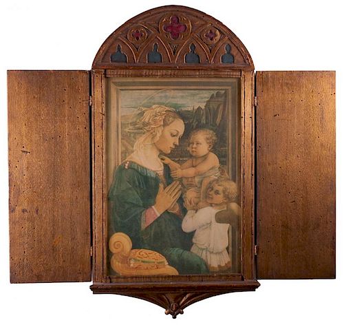TRIPTYCH FRAME WITH MADONNA & CHRIST