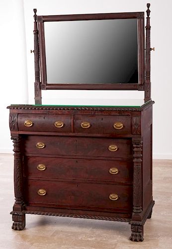 MAHOGANY DRESSER W/ MIRROR CIRCA 1850Mid-19th