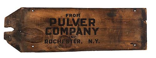 PULVER COMPANY WOOD PANEL FROM