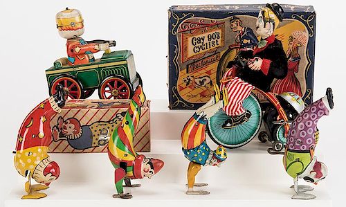 LOT OF SIX TIN LITHO VINTAGE CIRCUS