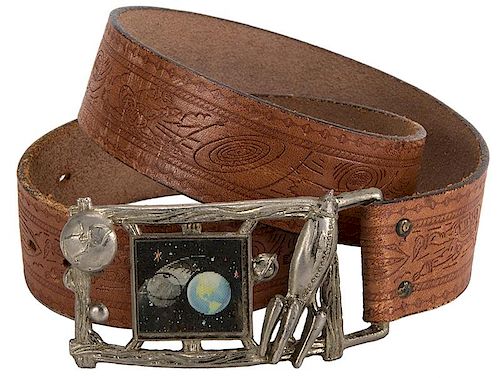 BUCK ROGERS LEATHER BELT WITH BUCKLE.Buck