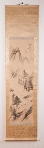 ASIAN WATERCOLOR ON SILK SCROLL 385971