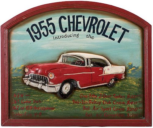 1955 CHEVROLET CARVED WOOD SIGN 1955 3859ac