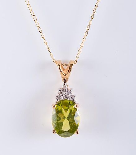 PERIDOT DIAMOND 14K YELLOW GOLD 3859d0