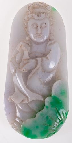 CHINESE CARVED JADE BUDDHA PENDANTChinese