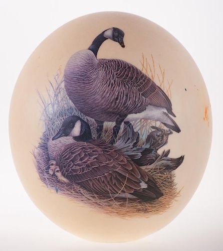 OSTRICH EGG WITH CANADA GOOSE TRANSFER