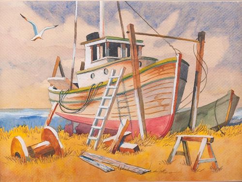 TUG BOAT SIGNED WATERCOLORWatercolor