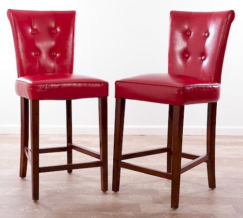 RED LEATHERETTE COUNTER STOOLS  385a1a