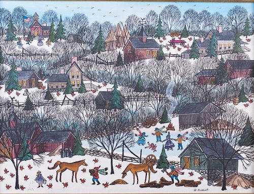 JO SICKBERT WINTER VILLAGE SCENE