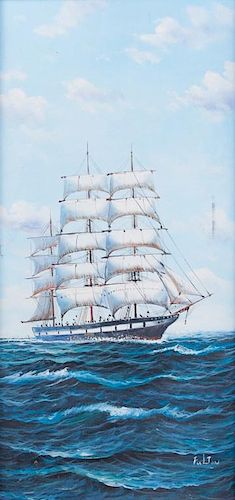 FULTON SHIP AT SEA OIL ON CANVASFramed 385a7a