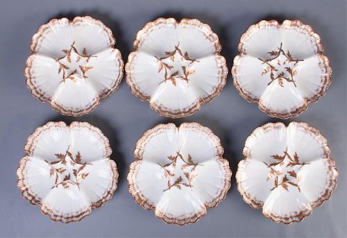 LIMOGES T & V HANDPAINTED OYSTER PLATESSet