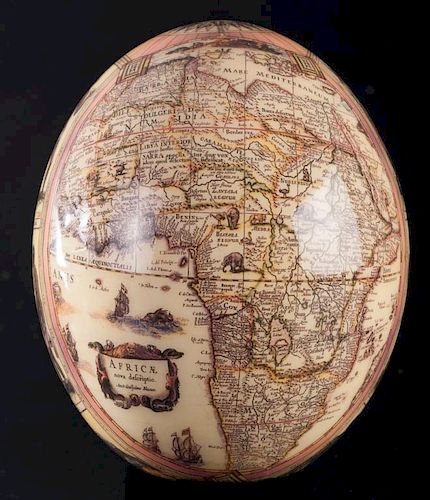 AFRICAN MAP DECOUPAGE OSTRICH EGGDecoupage