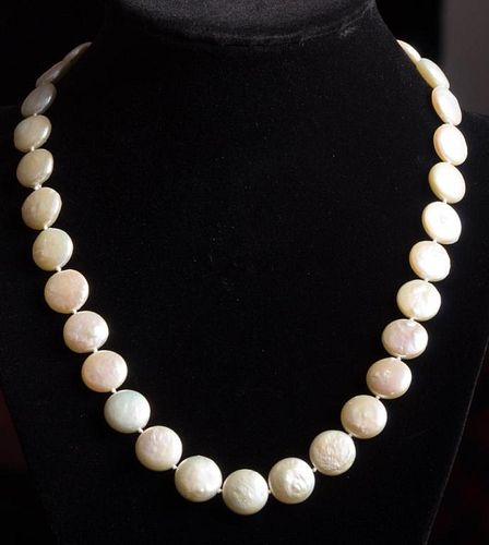 COIN PEARL NECKLACE12mm round coin 385ae0