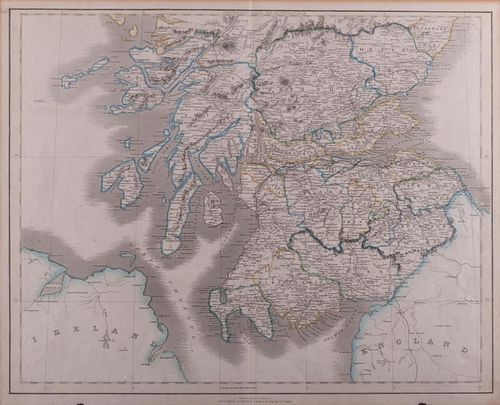 MAP OF SOUTHERN SCOTLAND PRINTFramed